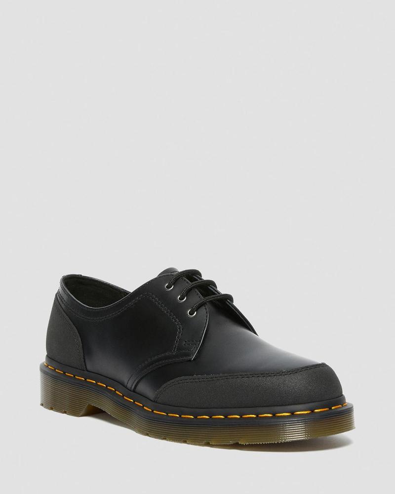 Black Men\'s Dr Martens 1461 Guard Panel Leather Oxfords Shoes | CA 592LIS